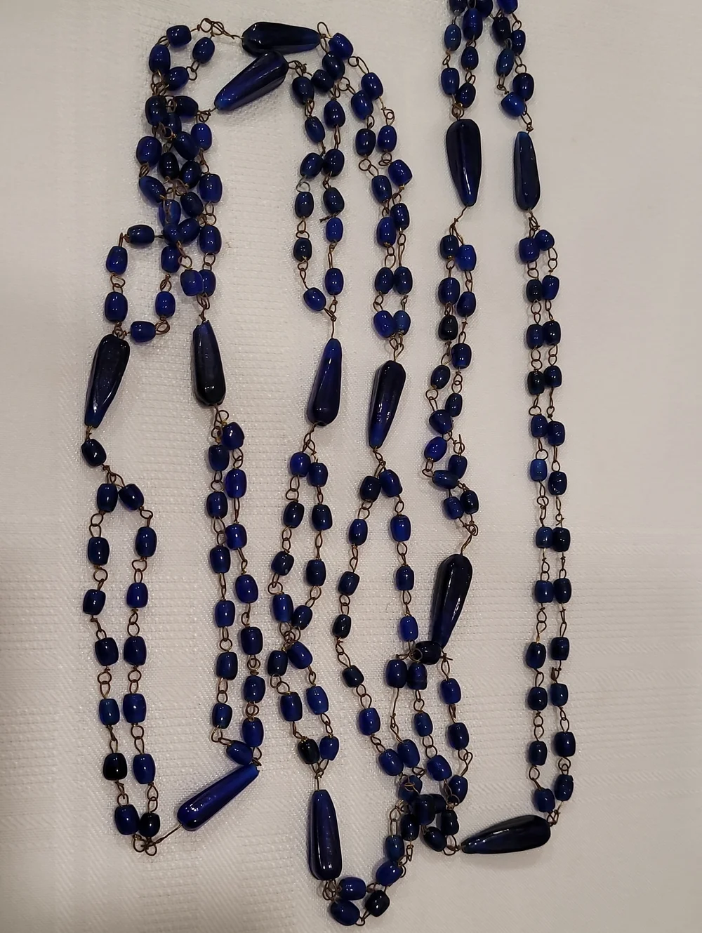 Vintage Hand Crafted Cobalt Glass Necklace 60